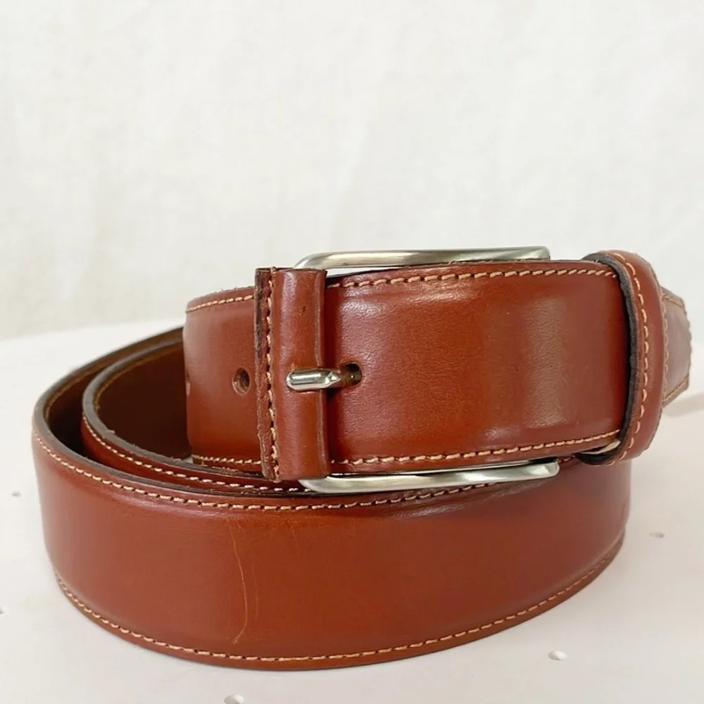 Antonio de Patrizi Genuine Leather Belt Made In Italy Brown Cognac‎ Sz 35 Mens